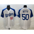 seanshop Los Angeles Dodgers #50 Mookie Betts Number White Blue  Fashion Stitched Cool Base Limited Jerseys