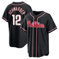 seanshop  Philadelphia Phillies #12 Kyle Schwarber Fashion Black  Out Stitched Jersey