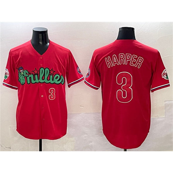 seanshop  Philadelphia Phillies #3 Bryce Harper Red  Phanatic Limited Stitched Jersey