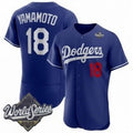 seanshop Los Angeles Dodgers #18 Yoshinobu Yamamoto Royal  2025 World Series Limited Stitched Jersey