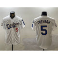 seanshop Los Angeles Dodgers #5 Freddie Freeman White Gold  2024 World Series With Fernando Memorial Patch Home Limited Stitched Jersey