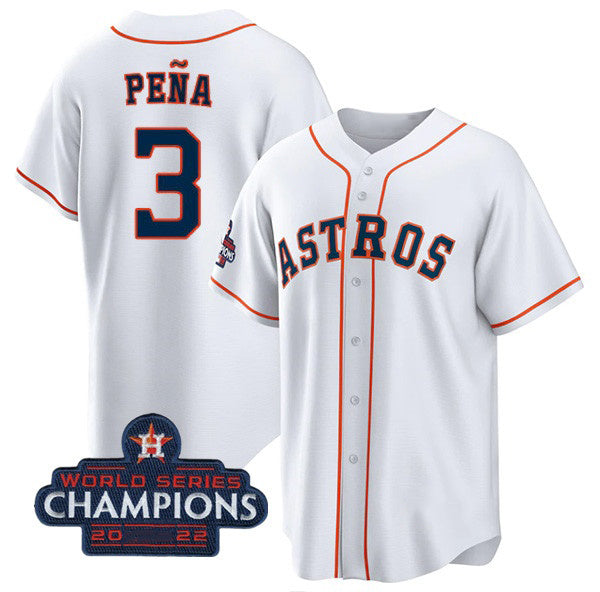 seanshop Houston Astros #3 Jeremy Pena White  2022 World Series Champions Cool Base Stitched Jersey