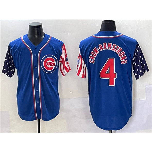 seanshop  Chicago Cubs #4 Pete Crow-Armstrong Royal  2025 Independence Day Vapor Premier Limited Stitched Jersey