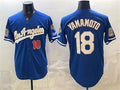seanshop Los Angeles Dodgers #18 Yoshinobu Yamamoto Royal  2026 Gold Collection 9x & B2B Champs Patch Stitched Jersey