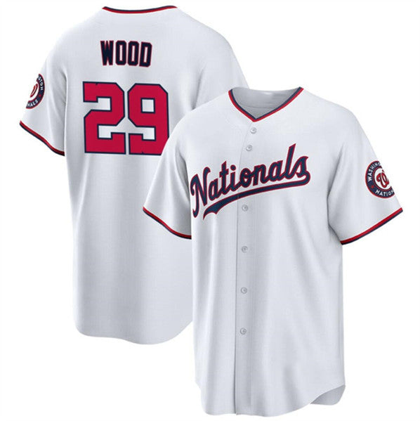 seanshop   Washington Nationals #29 James Wood White  2024 Home Limited Stitched Jersey