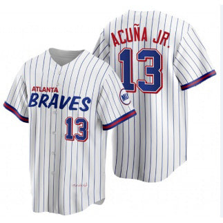 seanshop Atlanta Braves #13 Ronald Acu?a Jr. 2021 City Connect Stitched White  Jersey