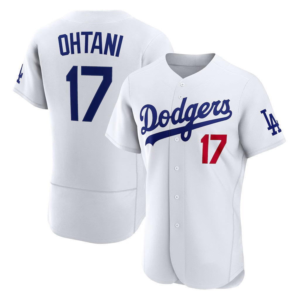seanshop Los Angeles Dodgers #17 Shohei Ohtani White  Home Authentic Jersey