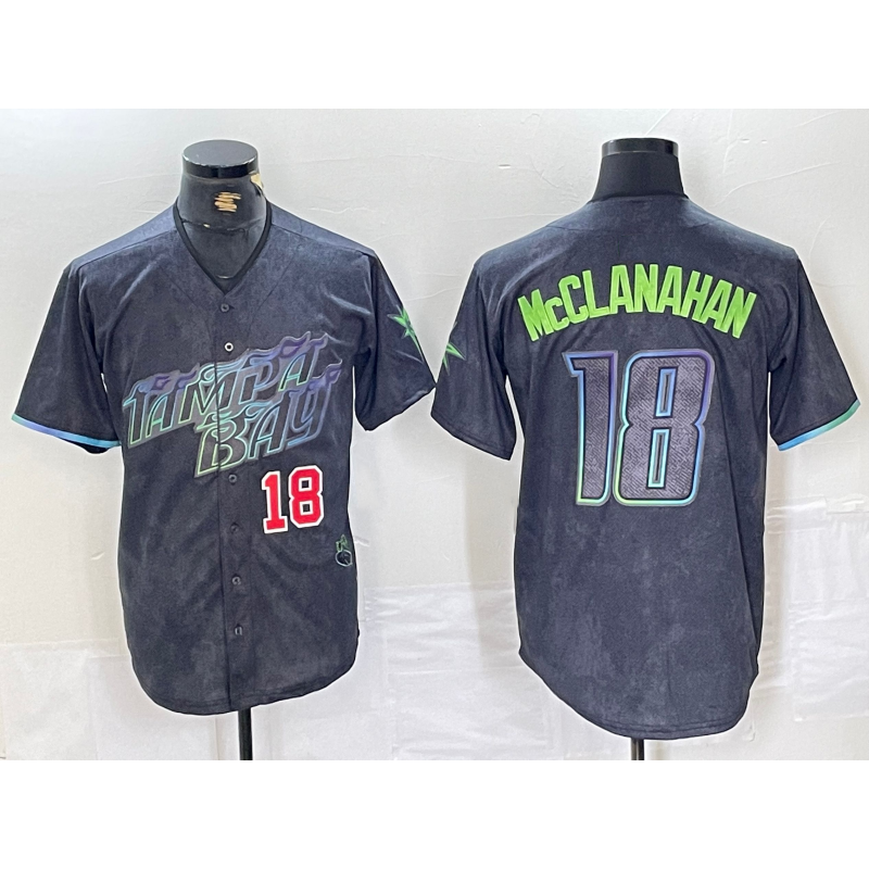 seanshop  Tampa Bay Rays #18 Shane McClanahan Number Charcoal  2024 City Connect Limited Stitched Jerseys
