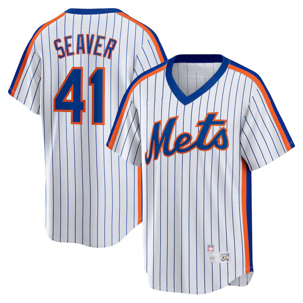 seanshop  New York Mets #41 Tom Seaver White  Home Cooperstown Collection Player Jersey