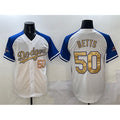 seanshop Los Angeles Dodgers #50 Mookie Betts White Royal Gold  2024 World Series Champions Vapor Limited Stitched Jersey