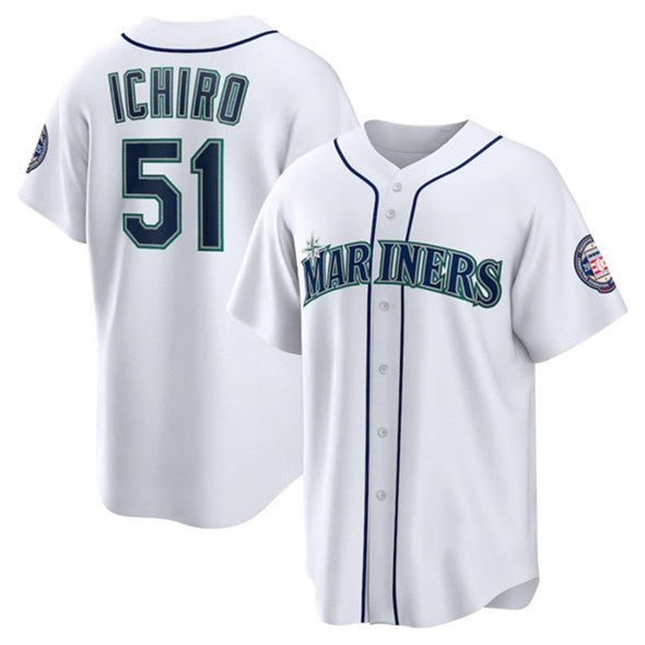 seanshop  Seattle Mariners #51 Ichiro Suzuki White  Cool Base Stitched Jersey