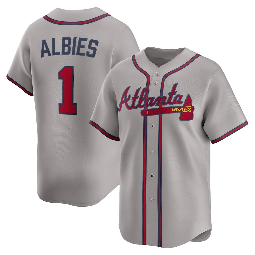 seanshop Atlanta Braves #1 Ozzie Albies Gray  Road Limited Player Jersey