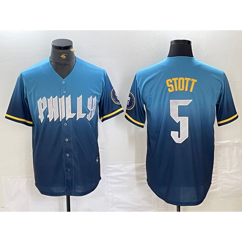 seanshop  Philadelphia Phillies #5 Bryson Stott Blue  2024 City Cool Base Stitched Jersey
