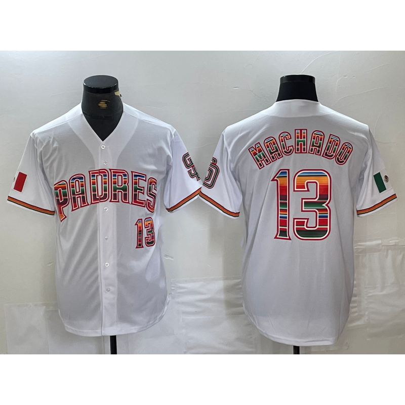 seanshop  San Diego Padres #13 Manny Machado Mexico White  Cool Base Stitched Jersey