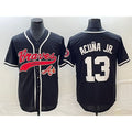 seanshop Atlanta Braves #13 Ronald Acuna Jr Black  Cool Base Stitched Jersey