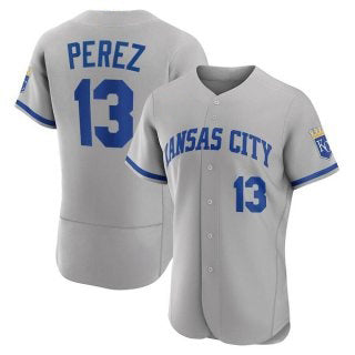 seanshop  Kansas City Royals #13 Salvador Perez Grey  Flex Base Stitched Jersey