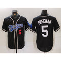 seanshop Los Angeles Dodgers #5 Freddie Freeman Number Black  Cool Base With Patch Stitched Jersey 2