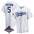 seanshop Los Angeles Dodgers #5 Freddie Freeman White  2024 World Series Champions Cool Base Stitched Jersey