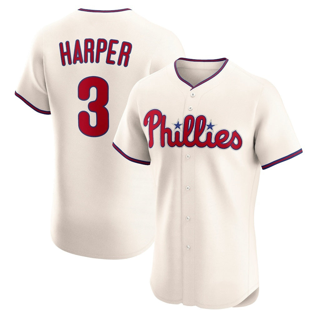 seanshop  Philadelphia Phillies #3 Bryce Harper Cream  Alternate 2 Elite Jersey