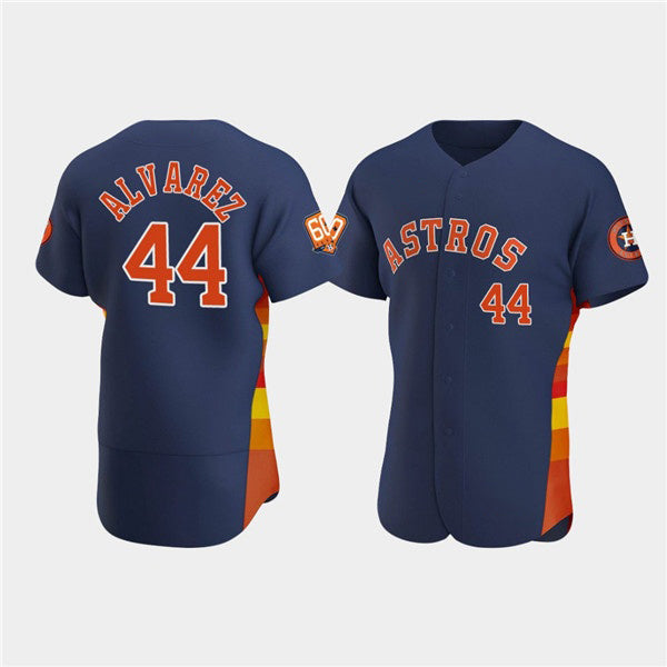 seanshop Houston Astros #44 Yordan Alvarez Navy  60th Anniversary Flex Base Stitched Jersey