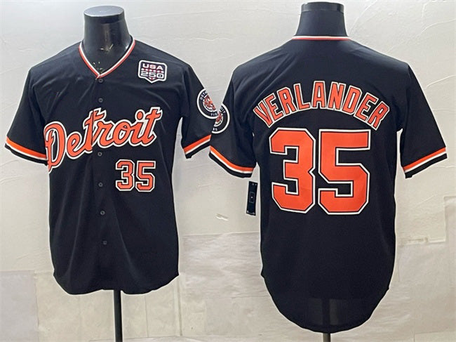 seanshop Detroit Tigers #35 Justin Verlander Navy  2026 Alternate USA 250' Patch Vapor Premier Limited Stitched Jersey
