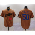 seanshop Los Angeles Dodgers #50 Mookie Betts Number Olive  Cool Base Limited Stitched Jersey 2