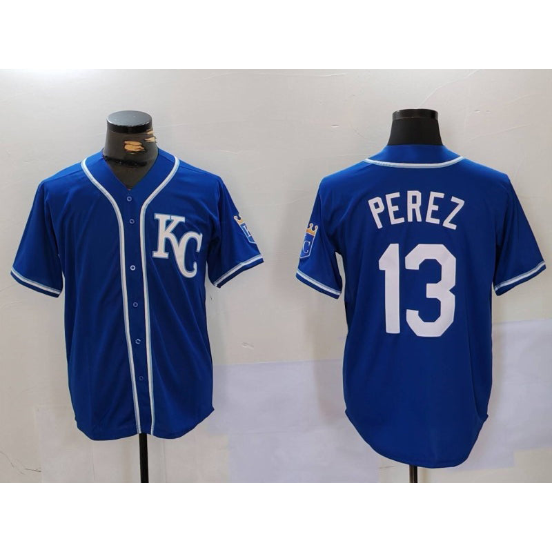 seanshop  Kansas City Royals #13 Salvador Perez Blue  KC Cool Base Stitched Jersey
