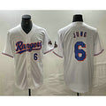 seanshop  Texas Rangers #6 Josh Jung Number White  2024 Gold Collection Limited Cool Base Jersey