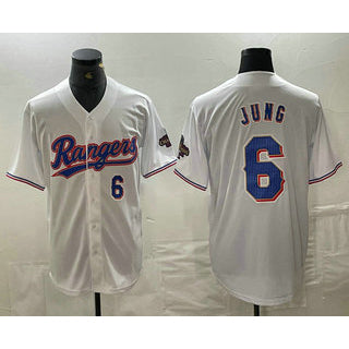 seanshop  Texas Rangers #6 Josh Jung Number White  2024 Gold Collection Limited Cool Base Jersey