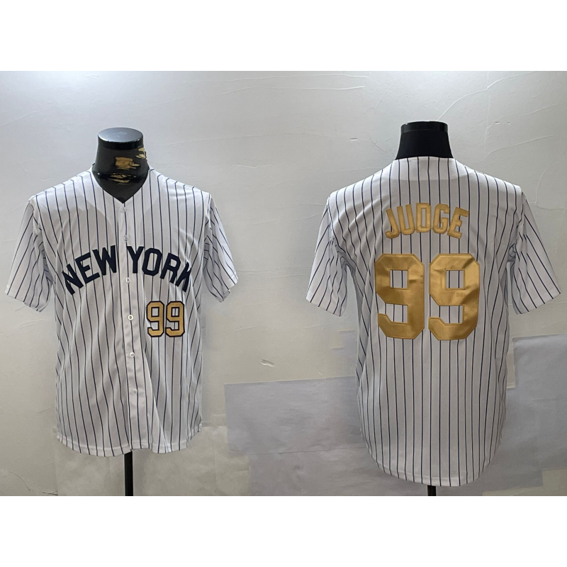 seanshop  New York Yankees #99 Aaron Judge White  Pinstripe Fashion Cool Base Jerseys