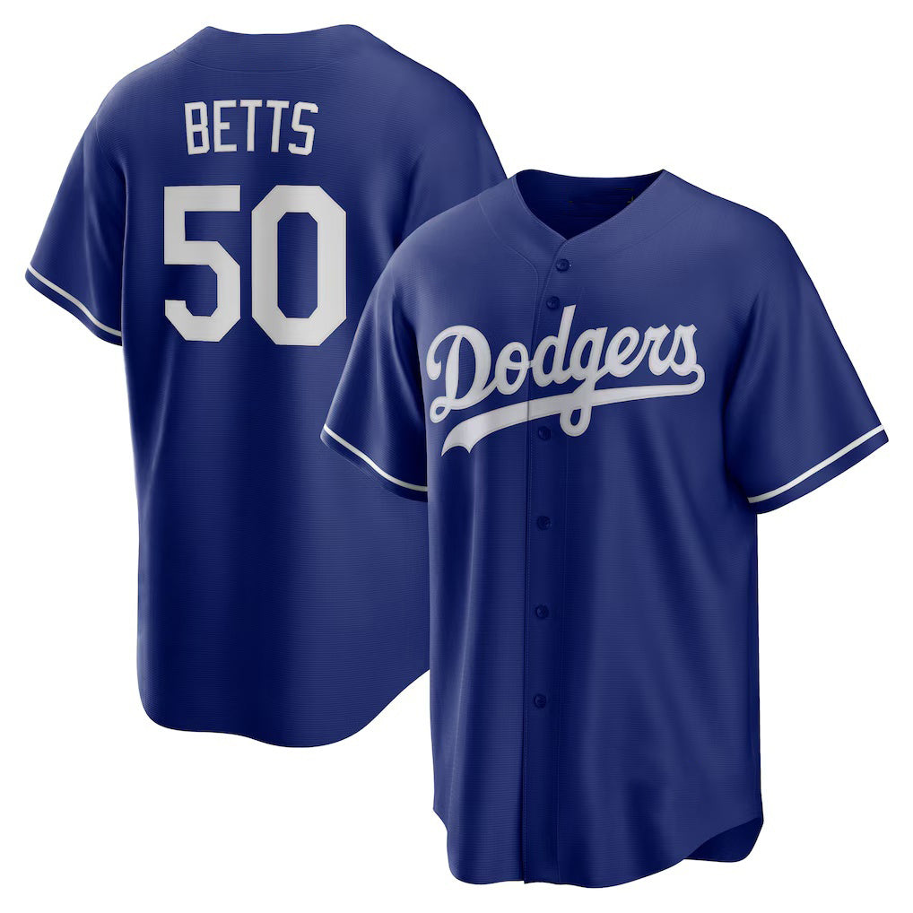 seanshop Los Angeles Dodgers #50 Mookie Betts Royal  Alternate 2 Replica Jersey