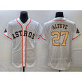 seanshop Houston Astros #27 Jose Altuve 2023 White Gold  World Serise Champions Patch Flex Base Stitched Jersey