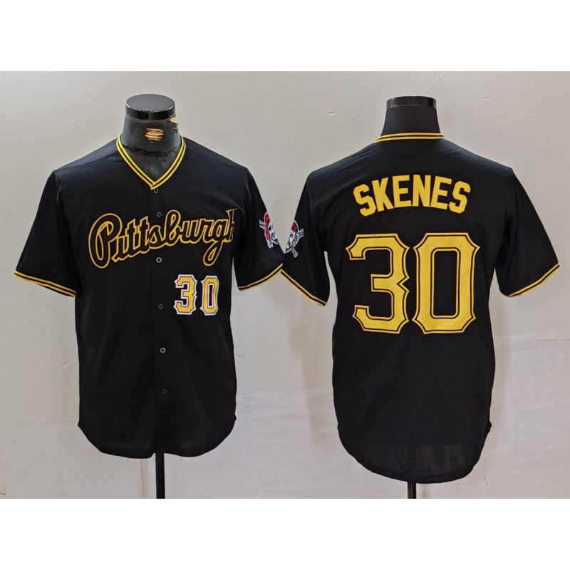 seanshop  Pittsburgh Pirates #30 Paul Skenes Black  Cool Base Jersey