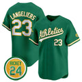 seanshop  Oakland Athletics  #23 Shea Langeliers Green  2024 Limited With Rickey Henderson Patch Stitched Jersey