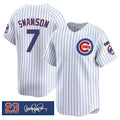 seanshop  Chicago Cubs #7 Dansby Swanson White  Pinstripe 'Ryne Sandberg Tribute' Vapor Limited V3 Stitched Jersey
