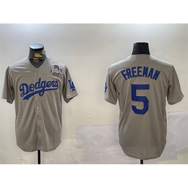seanshop Los Angeles Dodgers #5 Freddie Freeman Grey  2024 World Series Cool Base Stitched Jersey