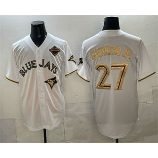 seanshop   Toronto Blue Jays #27 Vladimir Guerrero Jr White Gold  2025 American League Champions Limited Stitched Jersey