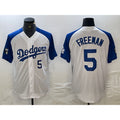 seanshop Los Angeles Dodgers #5 Freddie Freeman Number White Blue  Fashion Stitched Cool Base Limited Jersey 2
