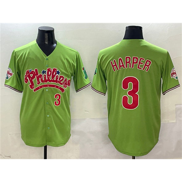 seanshop  Philadelphia Phillies #3 Bryce Harper Light Green  Phanatic Limited Stitched Jersey