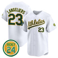 seanshop  Oakland Athletics  #23 Shea Langeliers White  2024 Home Limited With Rickey Henderson Patch Stitched Jersey