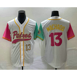 seanshop  San Diego Padres #13 Manny Machado Number White  NEW 2023 City Connect Cool Base Stitched Jersey