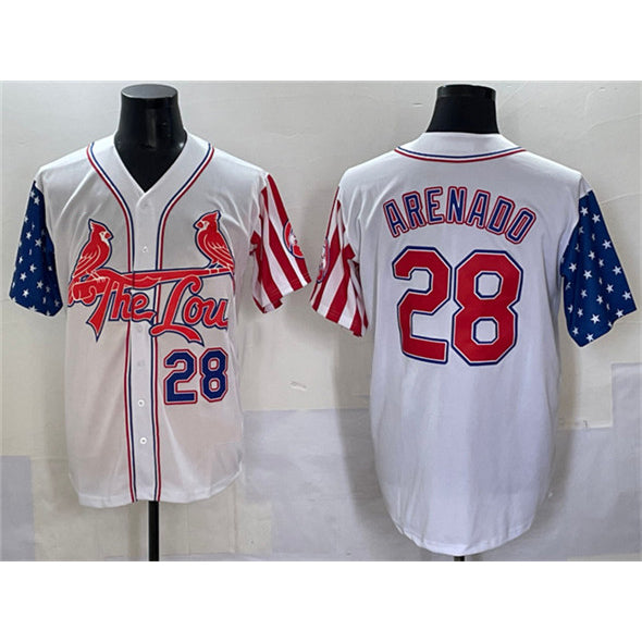 seanshop  St. Louis Cardinals #28 Nolan Arenado White  Independence Day Vapor Premier Limited Stitched Jersey