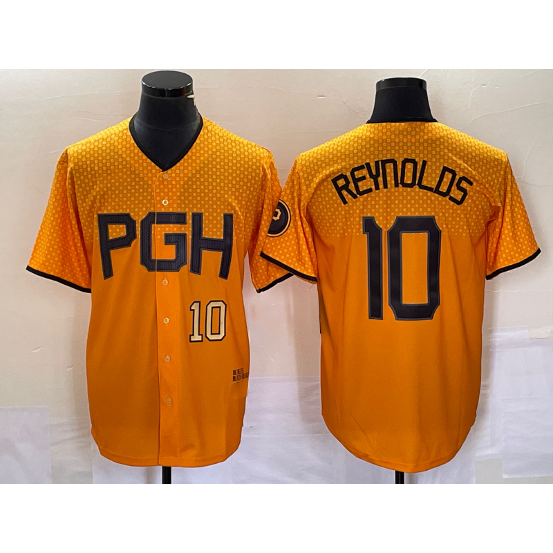 seanshop  Pittsburgh Pirates #10 Bryan Reynolds Number Gold  2023 City Connect Stitched Jersey