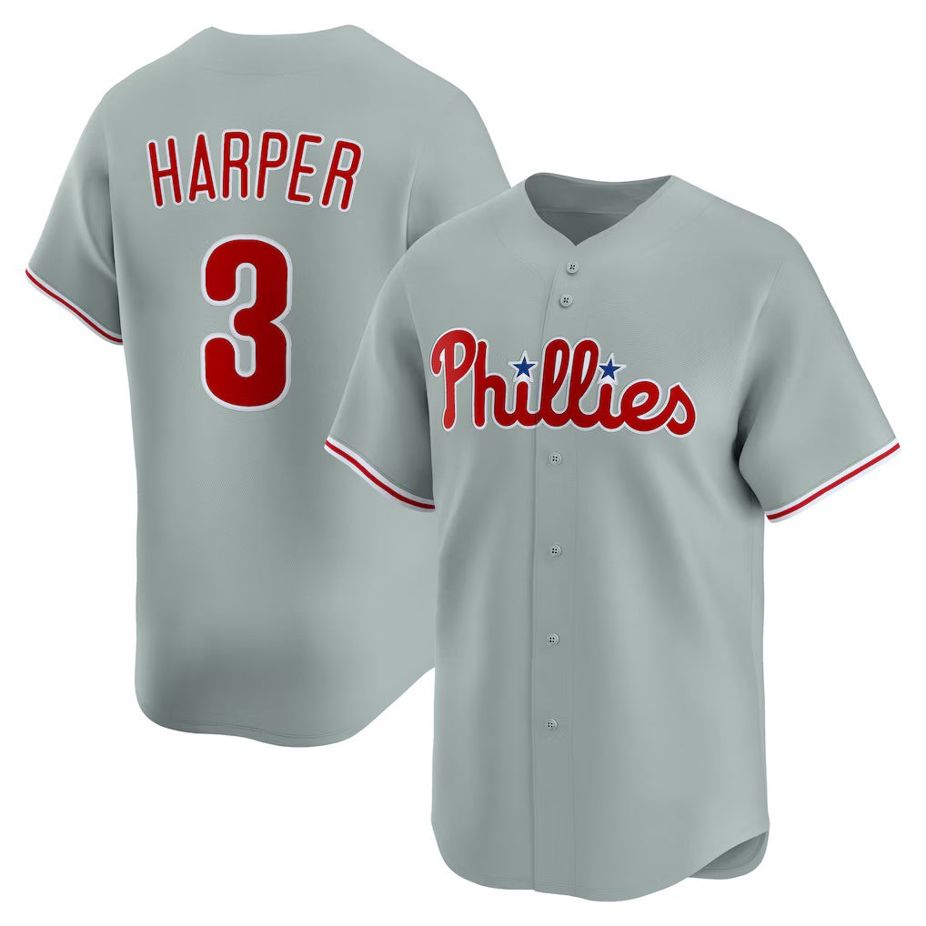 seanshop  Philadelphia Phillies #3 Bryce Harper Gray  Road Limited Player Jersey