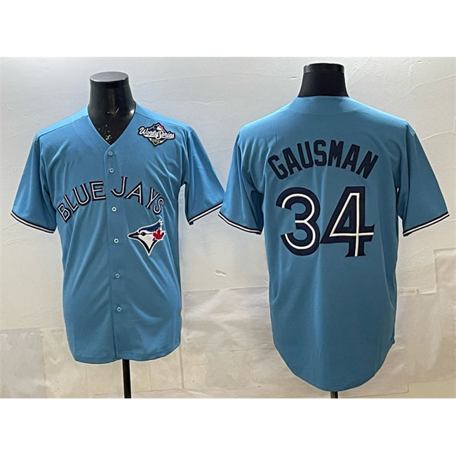 seanshop   Toronto Blue Jays #34 Kevin Gausman Blue  2025 World Series Cool Base Stitched Jersey