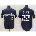 seanshop    Milwaukee Brewers #22 Christian Yelich Black  'Gothic 414 Shadows Edition' Vapor Premier Limited Stitched Jersey