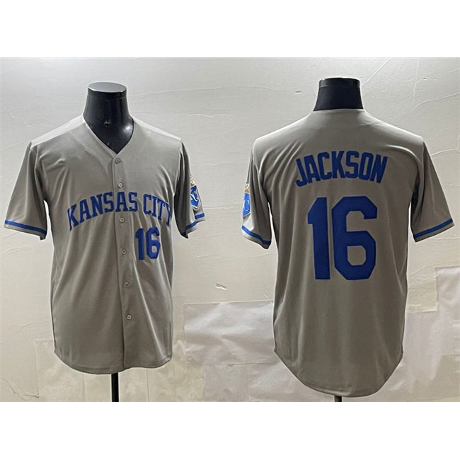 seanshop  Kansas City Royals #16 Bo Jackson Gray  2024 Away Limited Stitched Jersey