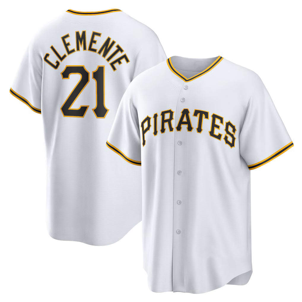 seanshop  Pittsburgh Pirates #21 Roberto Clemente White  Home Replica Player Name Jersey
