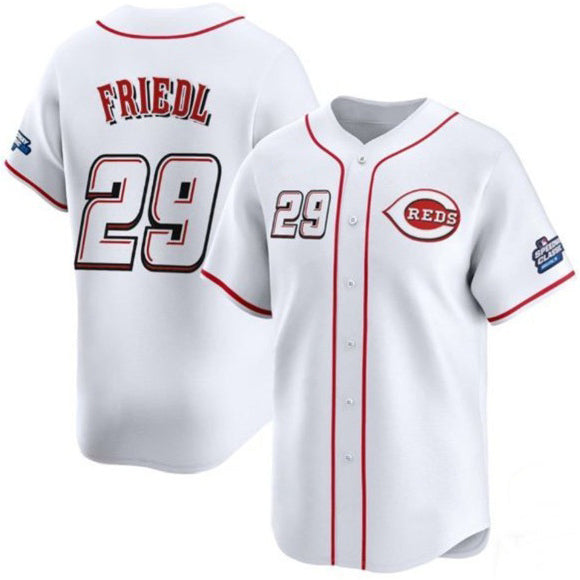 seanshop Cincinnati Reds #29 TJ Friedl White  2025 Speedway Classic Home Limited Stitched Jersey
