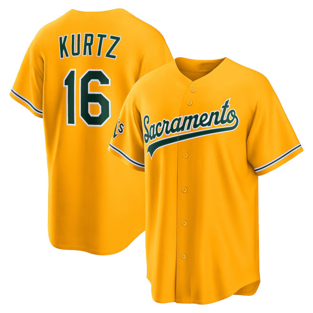 seanshop  Oakland Athletics  #16 Nick Kurtz Gold  Alternate Stadium Jersey